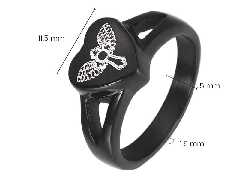 [Australia] - AMIST Guardian Angel Urn Ring Cremation Jewelry for Ashes Keepsake Memorial Bereavement Condolence and Sympathy Gift for Loss of Loved One Black 6 