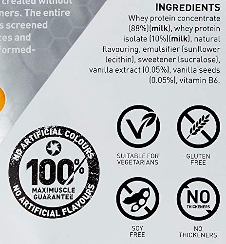 [Australia] - Maximuscle Max Whey | Whey Protein Powder | Protein Shake with Whey Isolate & Concentrate | Low Fat, Low Sugar, Gluten-Free | Vanilla, 480g - 16 Servings 