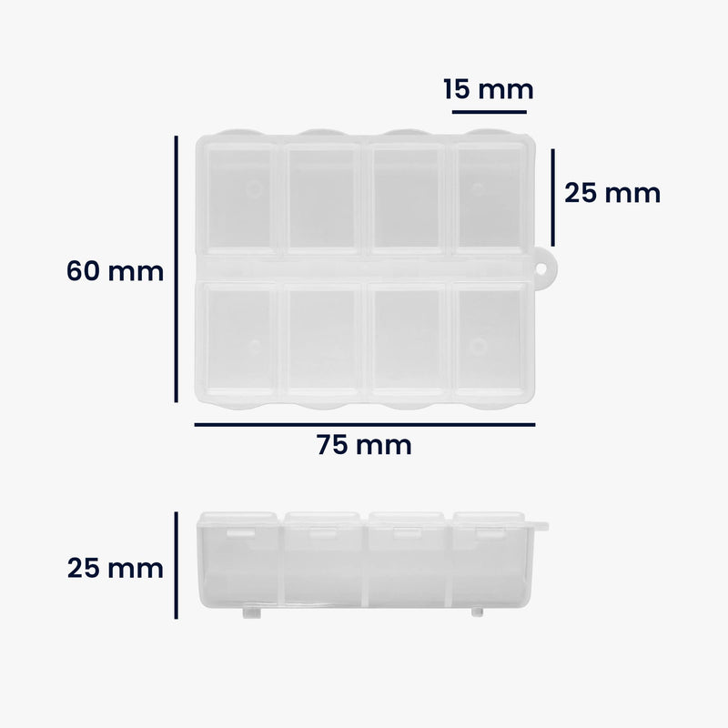 [Australia] - kwmobile 8-Compartment Pill Case - Pill Box Pill Organizer Pills Container Portable Holder 3" x 2-1/2" (75mm x 63mm) - Matte Transparent 
