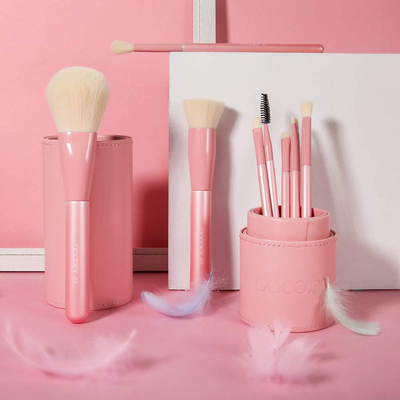 [Australia] - Makeup Brushes Docolor Makeup Brush set Make Up Brushes 8PCS with a Makeup bag for Foundation Powder Blending Concealer Brush and Eyeshadow Brush in a Beautiful Gift Box… Pink 
