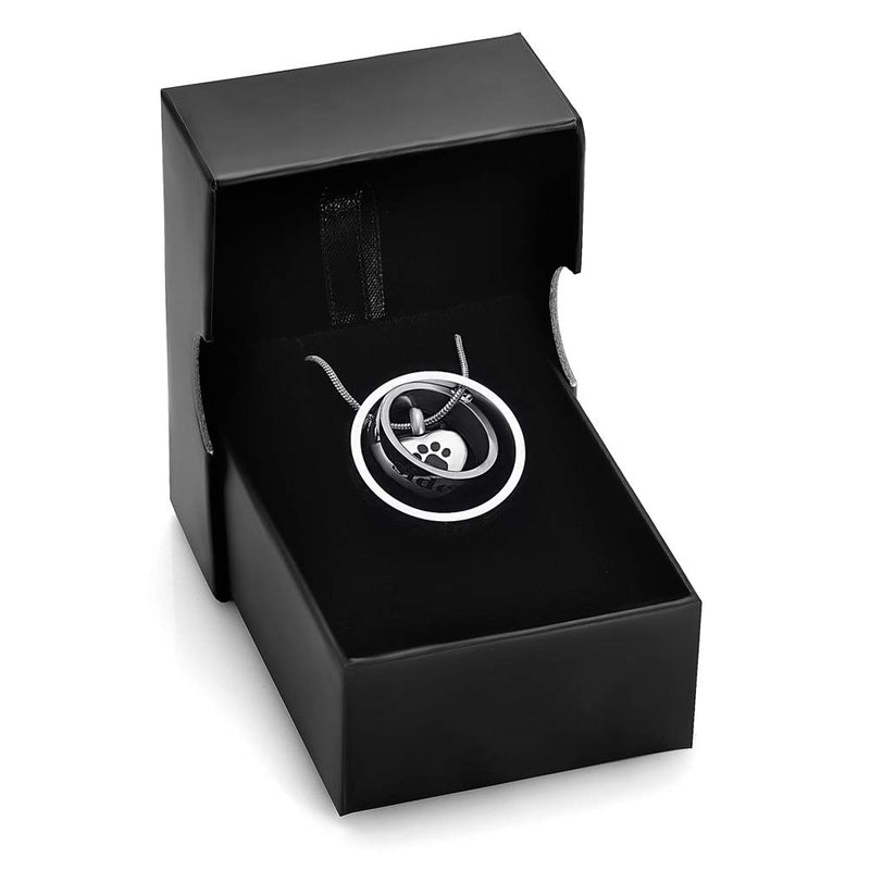 [Australia] - memorial jewelry Forever in My Heart,No Longer by My Side Cremation Pet Urn Necklace Screw Opens and Lock Ashes Pendant Jewelry for Dog Cat Steel-Paw 