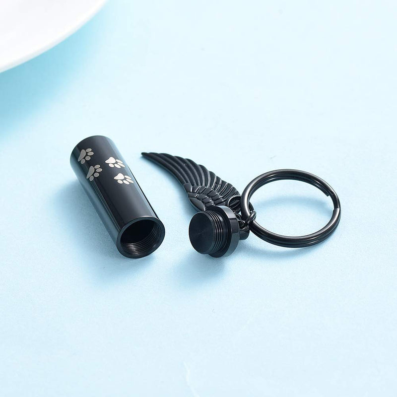 [Australia] - mingkejw Cremation Jewelry Paw Print Urn Keychain for Human Ashes Cat Dog Memorial Kepsake Jewelry for Women Men Black 