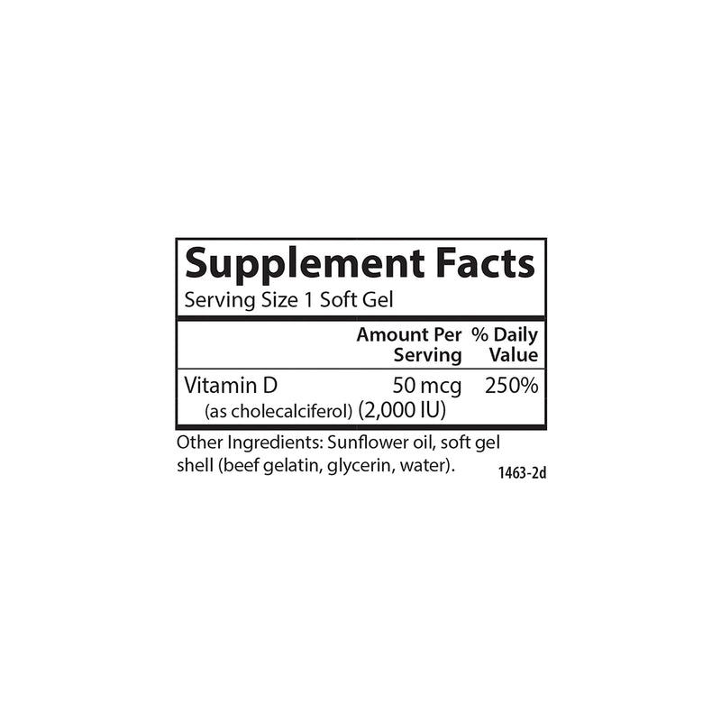 [Australia] - Carlson - Vitamin D3, 2000 IU (50 mcg), Bone & Immune Health, Vitamin D Supplements, Cholecalciferol Supplement, Gluten Free Vitamin D Capsules, 360 Softgels 360 Count (Pack of 1) 