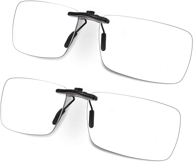 [Australia] - FONHCOO Clip-on Blue Light Blocking Glasses Womens Mens 2 Pack Over Prescription Glasses Framless Lens Anti Eyestrain Headaches UV Filter Computer Gamer Eyeglasses Transparent 