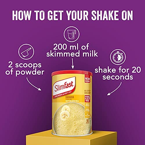 [Australia] - SlimFast Balanced Meal Shake, Healthy Shake for Balanced Diet Plan with Vitamins and Minerals, High in Fibre, Banana Flavour, 16 Servings, 584 g (Pack of 1) 