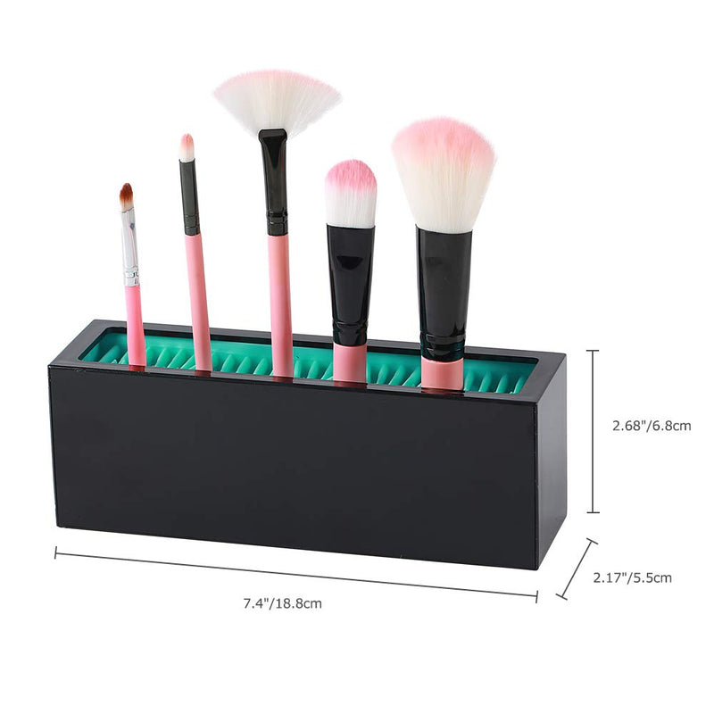 [Australia] - Makeup Brushes Holder Organizer, Silicone Vanity Air Drying Rack Display Storage for Brush, Eyeliners and More, Practical Cosmetic Tools Container by Jamend Clxp.(Blue-Black) black 