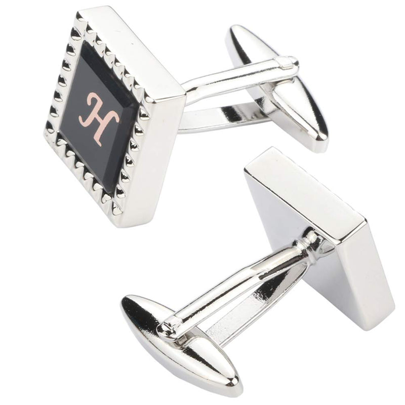 [Australia] - HHGEE XING Mens Cufflinks Classic Shirt Business Wedding Initials Alphabet with Gift Box A-Z H 