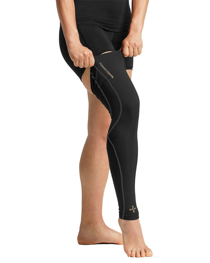 [Australia] - Tommie Copper Unisex Performance Compression Full Leg Sleeve - Black, Large 