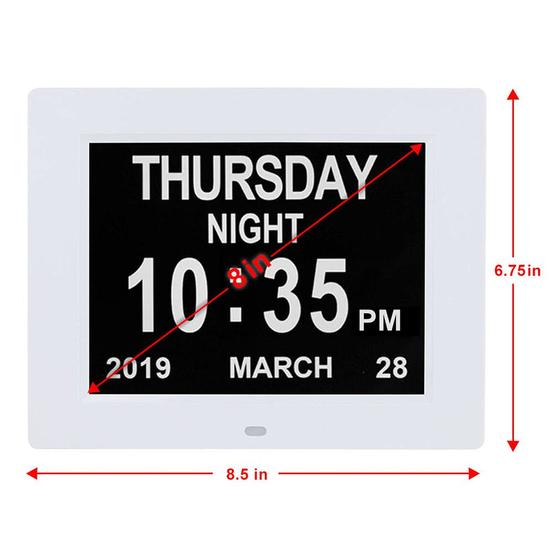 [Australia] - SSINI【2022Upgraded】 Digital Day Date Time of Week Clock with 8 Alarm Options, Large Display Extra Large Non-Abbreviated Day Month Seniors Clock for Dementia Vision Impaired, Elderly, Memory Loss 