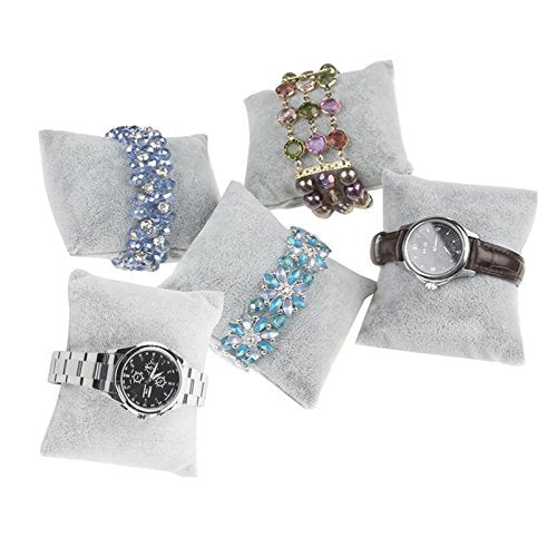 [Australia] - mollensiuer 6 Pieces Velvet Watch Bangle Bracelet Pillow Jewelry Displays for Home Store Showcase, Grey 