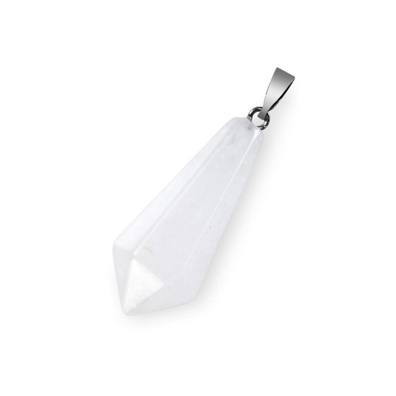 [Australia] - Top Plaza Natural Chakra Healing Crystal Stone Pendant Necklace Reiki Charged Pointed Pendulum Necklaces, 12 Facet Clear Quartz 