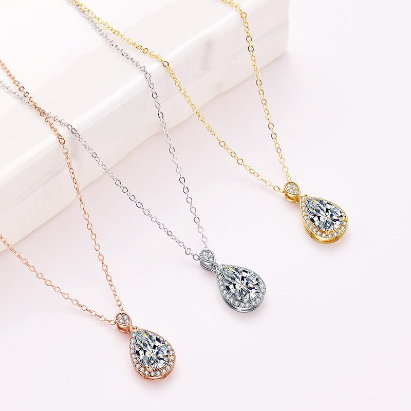 [Australia] - Bridesmaid Proposal Gifts Teardrop Necklace Set of 4/6 AAA Cubic Zirconia Bridesmaid Necklaces 14K Gold Plated Bridesmaid Gifts Jewelry for Bridal Wedding gold set of 6 