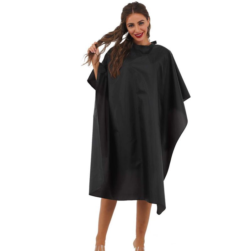 [Australia] - Black Waterproof Hair Salon Cape Professional Barber Cape with Metal Snap Closure Hair Cutting Cape for Adults Water Resistant Hairdressing Cape 59" x 47" (Pack of 1) Pack of 1 