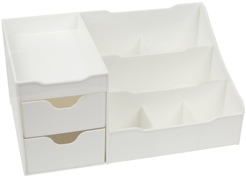[Australia] - Mantello Makeup Organizer - Vanity Box with Drawers for Cosmetics, Jewelry, Accessories, Nail Care Essentials, Skincare Items - Multi-Purpose Plastic Tabletop Cabinet for Storage & Display - White 