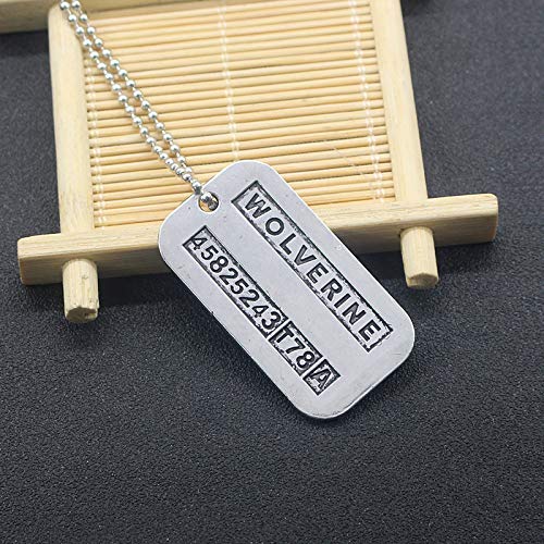 [Australia] - 925 Sterling Silver Plated Wolverine2 Logan's Double-sided Engraved Square Charm Pendant Necklace 