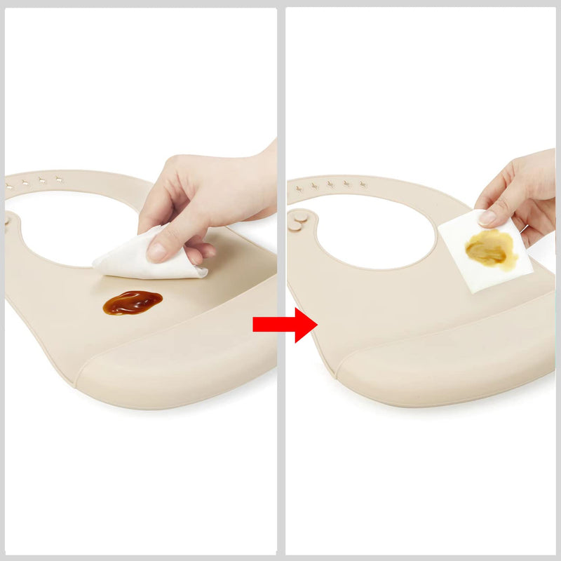 [Australia] - PandaEar (3 Pack) Silicone Baby Bibs Cute Super Thin Light Weight Feeding Bibs for Babies & Toddlers, Waterproof Adjustable Soft Silicone Bibs with Food Catcher Pocket, Unisex, Non Messy 