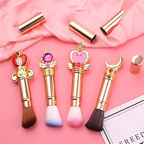 [Australia] - EDA LUXURY BEAUTY ROYAL KABUKI MAKEUP BRUSH With Cover Face Contour Brush Blending Blush Bronzer Contour Highlighter Powder Best Vegan Retractable Gold Makeup Brush 