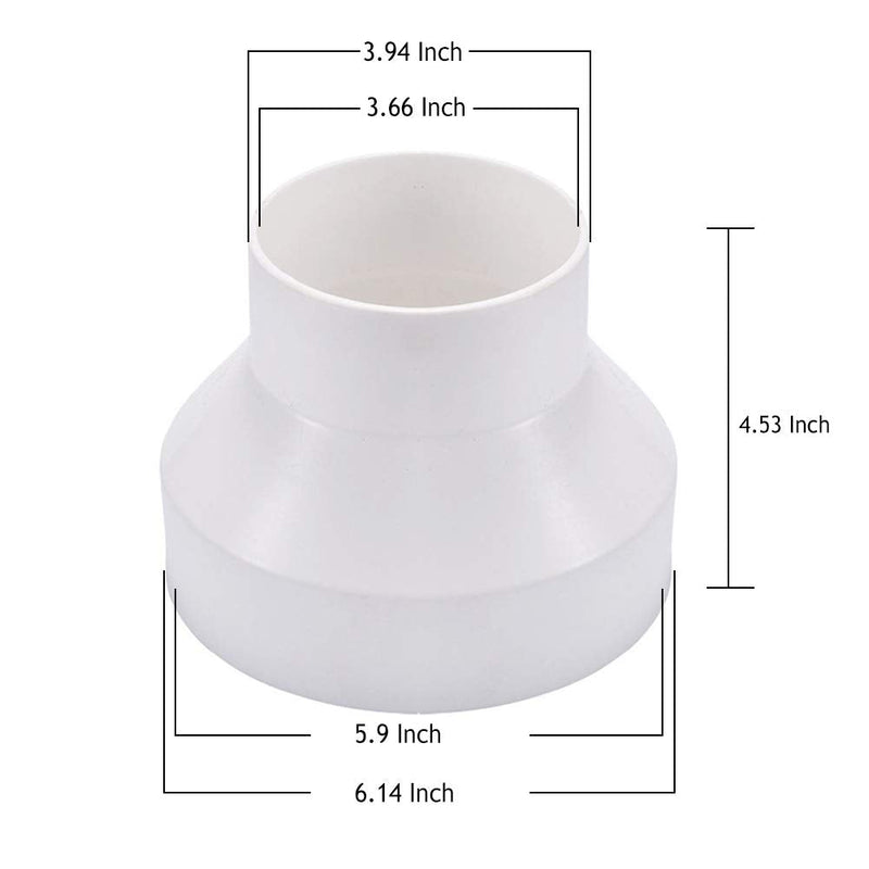[Australia] - Hon&Guan Duct Adapter, 6'' to 4'' Ducting Reducer Increaser Connector for Ventilation Systems (150 to 100) 6" to 4" 