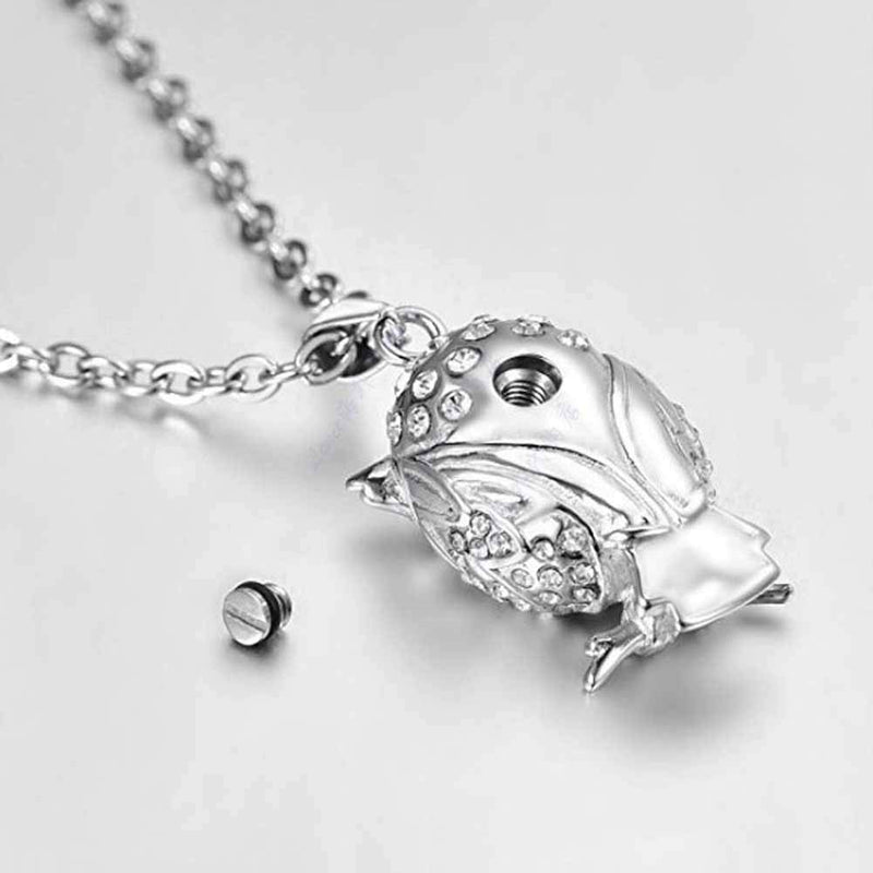 [Australia] - LuxglitterLin Owl Animal Cremation Urn Necklace for Ashes Crystal Memorial Keepsake Pendant Jewelry with Funnel Filler Kit for Dad Mom Grandma 