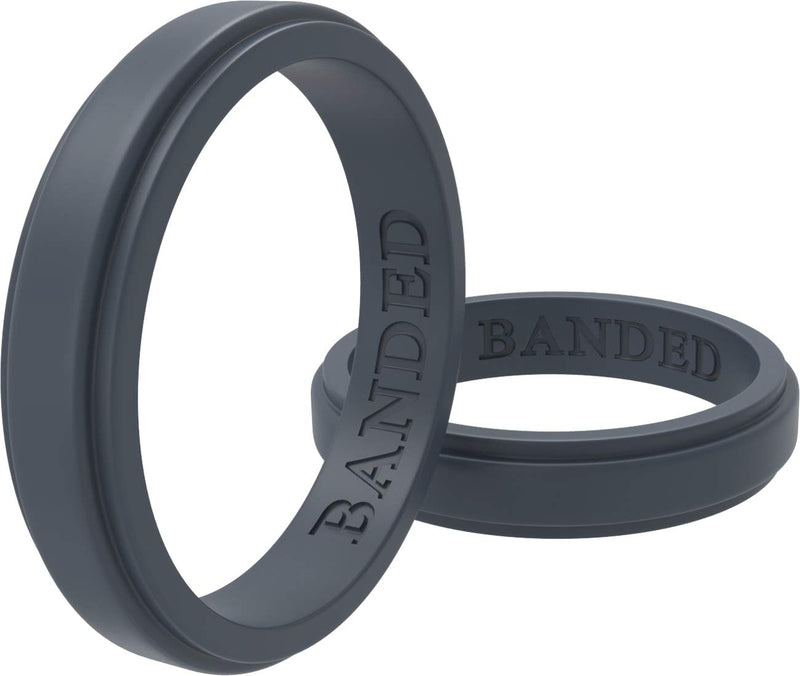 [Australia] - BANDED GLORY Silicone Wedding Ring for Men, Silicone Ring Rubber Wedding Bands Thin Gray 4 