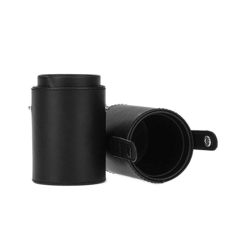 [Australia] - Large Makeup Brush Holder Leather Travel Portable Brushes Storage Case (Black) Black 