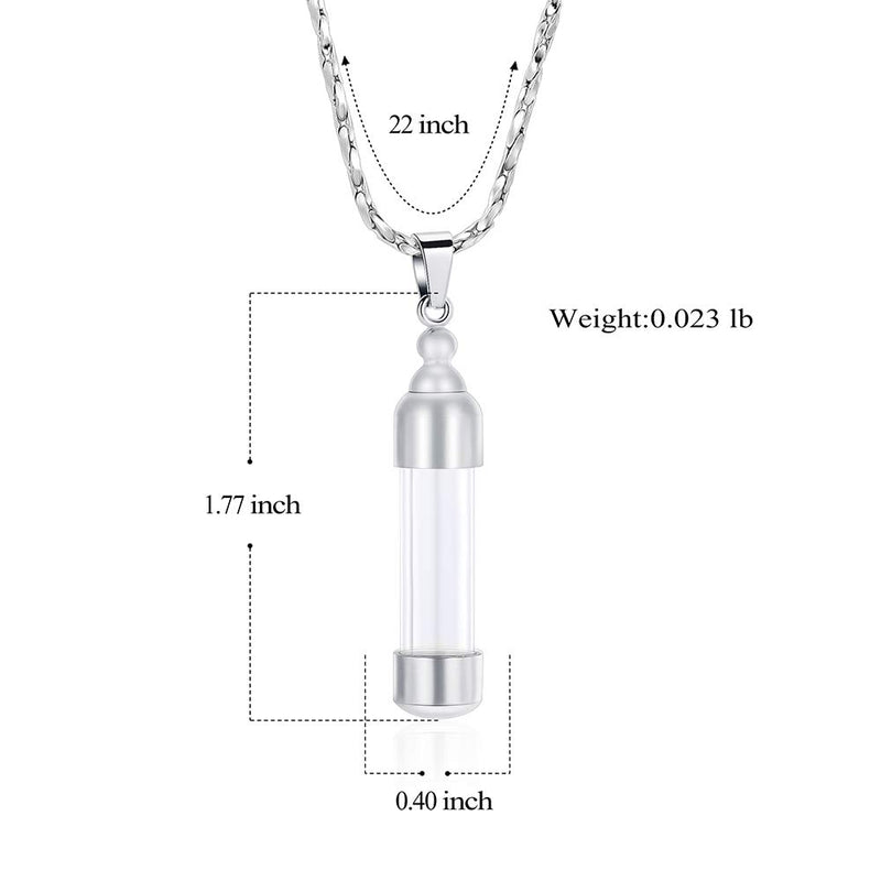 [Australia] - Imrsanl Cremation Jewelry Glass for Ashes Necklace Urn Jewelry Pendant Cylinder Cremation Keepsake Ashes Memorial Jewelry Silver 