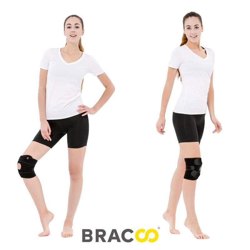 [Australia] - Bracoo Adjustable Compression Knee Patellar Tendon Support Brace for Men Women - Arthritis Pain, Injury Recovery, Running, Workout, KS10 (Black) Black 