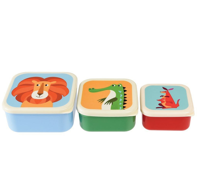 [Australia] - Children's Reusable BPA Free Snack Boxes (Set of 3) - Choice of Design (Colourful Creatures) Colourful Creatures 