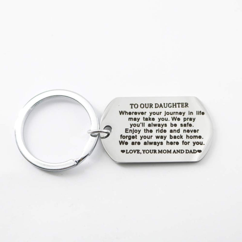 [Australia] - Hibetek to Our Daughter Graduation Gift We Pray You'll Always be Safe Enjoy The Ride and Never Forget Your Way Back Home Keychain Daughter Stepdaughter Gifts from Mom and Dad 