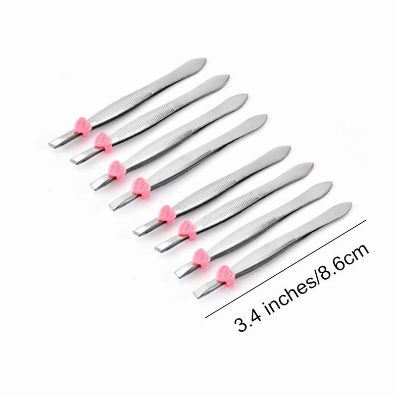 [Australia] - Pack of 24 oblique eyebrow tweezers and flat stainless steel tweezers Precision clipper for eyebrow shaping and facial hair removal 