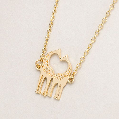 [Australia] - MIXIA Minimalist Double Kissing Giraffes Necklace Abstract Simple Animal Pendant gold 