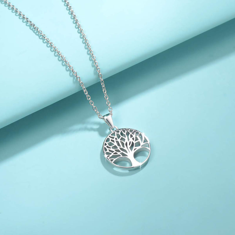 [Australia] - Agvana Sterling Silver Tree of Life Necklace for Women Dainty Family Tree Pendant Birthday Anniversary Jewelry Christmas Gifts for Teen Girls Mom Grandma Wife Sister Daughter Her Yourself, 16+2 Inch TREE-1 