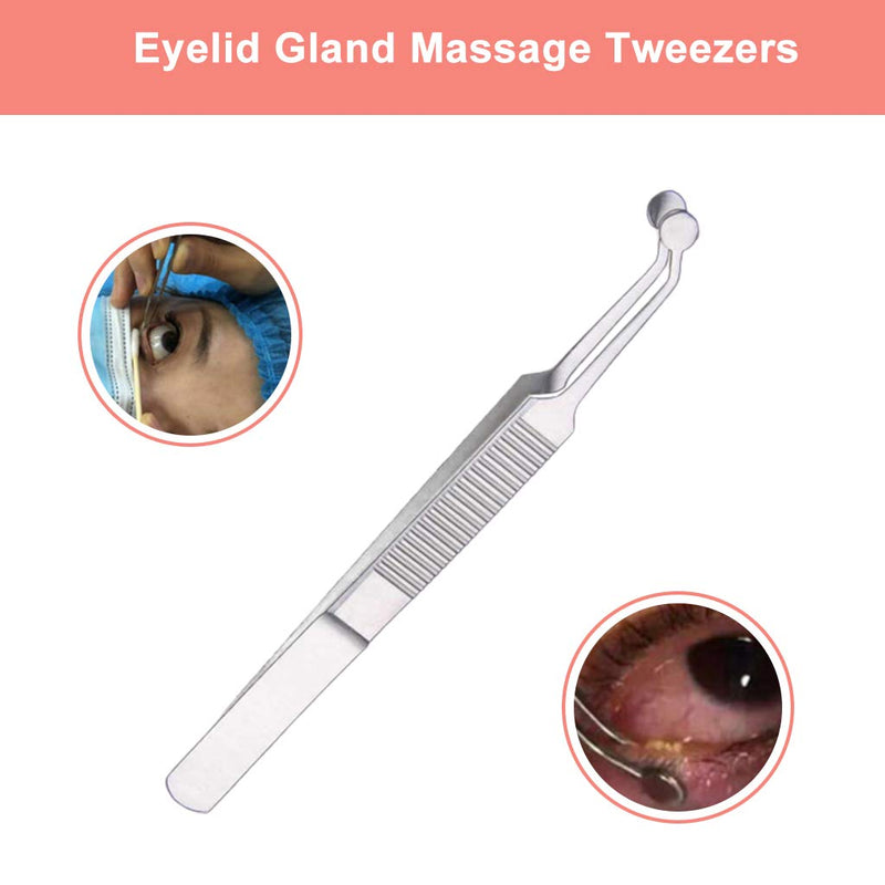 [Australia] - Premium Stainless Steel Arita Tauber Meibomian Gland Expressor Forceps Eyelid Massage Tweezers-Round Tip 