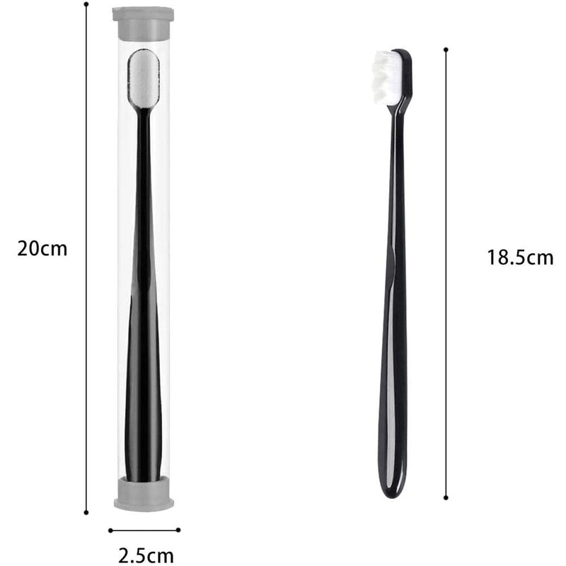 [Australia] - Soft Nano Manual Toothbrushes Set with 20000 Bristles for Sensitive Gums Deep Cleaning for Fragile Gums Adult Kid Children (Black, White) 