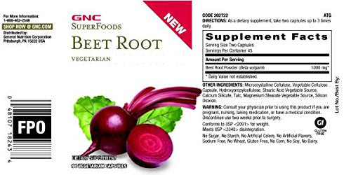 [Australia] - GNC SuperFoods Beet Root, 90 Capsules, Helps Lower Blood Pressure 