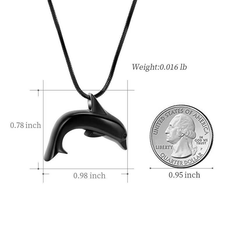 [Australia] - Dolphin Shape Cremation Necklace for Ashes Stainless Steel Ashes Holder Keepsake Memorial Urn Pendant Jewelry +Fill kit Black 