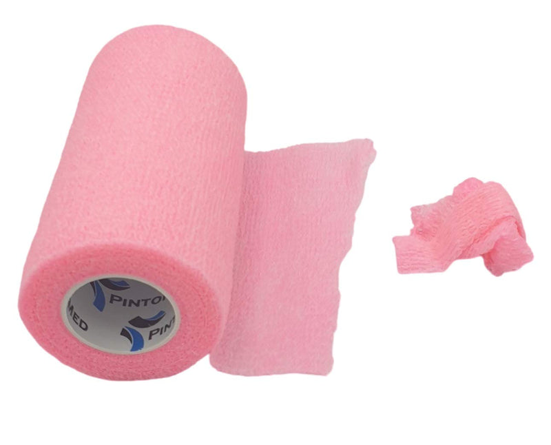 [Australia] - PintoMed - PINK Cohesive Bandage Stretched 6 Rolls x 10cm x 4.5m Self-adhesive Flexible Bandages, Professional Quality, First Aid Sports Wrap Bandages - Pack of 6 