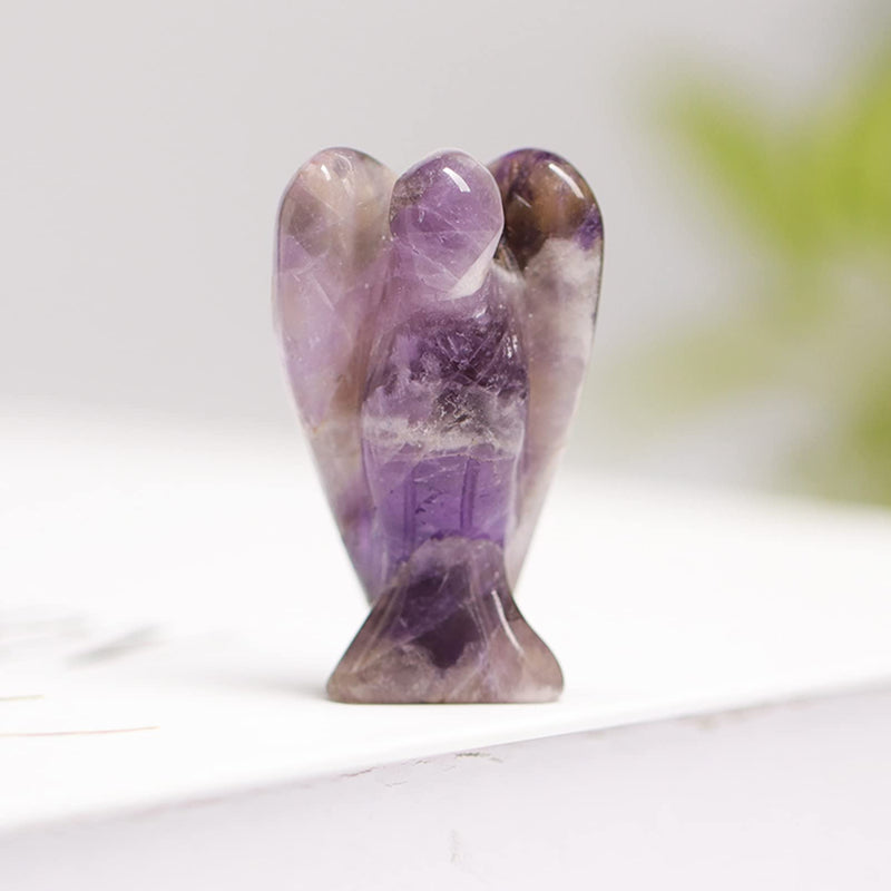 [Australia] - MEITREND Amethyst Healing Crystal Angel 1.5" Natural Guardian Angel Statue Pocket Healing Crystals and Gemstones Ornament Figurine Decoration Lucky 