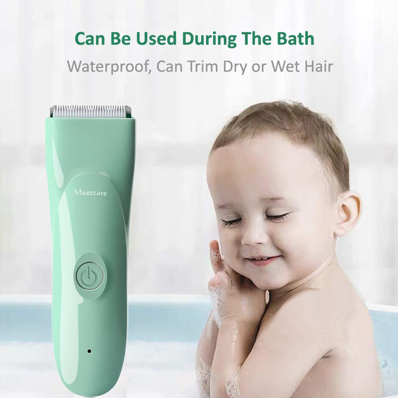 [Australia] - Meetcare Baby Hair Clippers - Ultra Quiet Electric Hair Trimmer, Cordless Rechargeable Waterproof Haircut Kit for Kids Infants & Adult. Green 