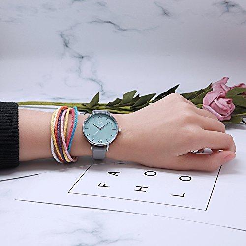 [Australia] - SHENGKE Creative Simplicity Women Watch Genuine Leather Elegant Women Watches Ladies Business Wristwatch Grey 