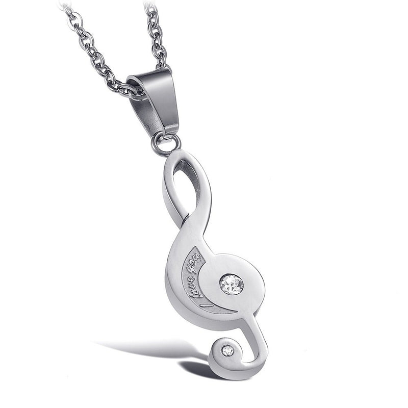 [Australia] - Music Note Puzzle Couples Pendant Necklaces Stainless Steel For Him and Her Matching Set 