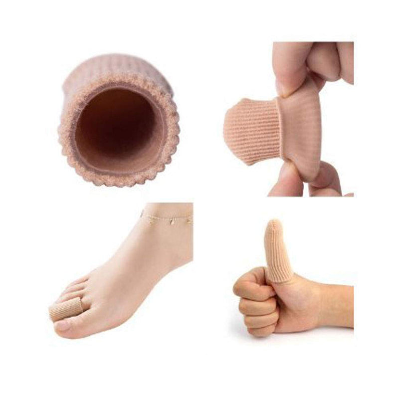 [Australia] - MQFORU Adjustable Cuttable Gel Toe and Finger Cap Toe Finger Cushion Gel Tube Lined Gel Toe Covers Sleeves Protectors Ribbed Knit Toe Caps Silopad Digital Caps 4PCS (L) L 