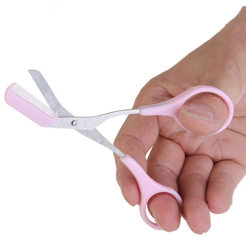 [Australia] - Portable Stainless Steel Eyebrow Trimmer Scissors Combs Eyebrow Scissors Comb Women Girl Eyebrow Removal Tools (2Pcs) 