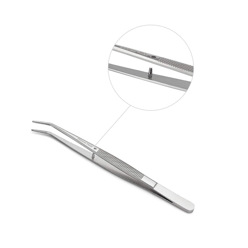 [Australia] - Stainless Steel Tweezers, with Curved Serrated Tip Multipurpose Tweezers Sewing Machine Tweezers Forceps for Craft Repairing (2PCS) 2PCS 