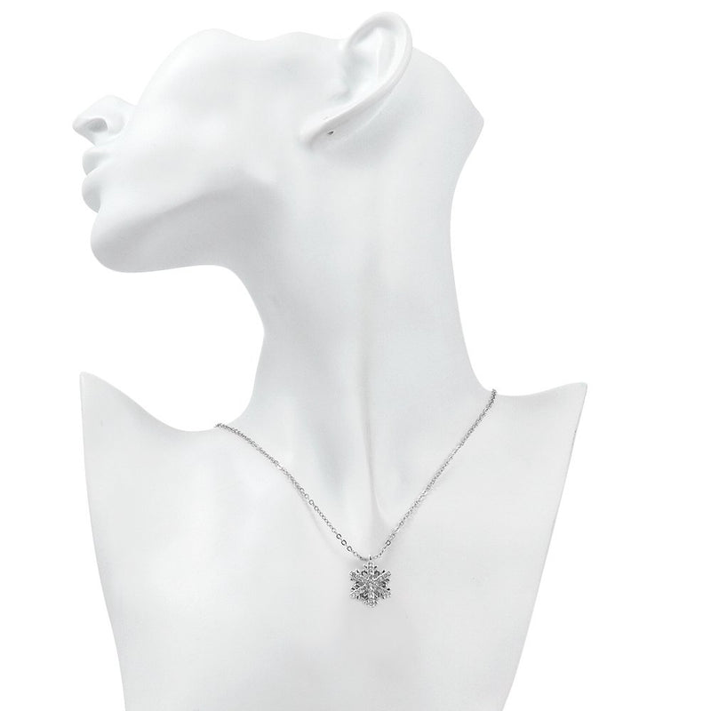 [Australia] - Snowflake Necklace Pendant with Swarovski Elements Crystal Necklace for Ladies Mom Women Teen Girls Clear Rhinestone Snowflake 