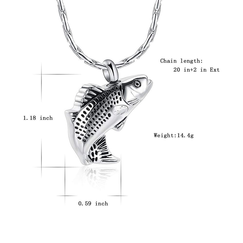 [Australia] - constanlife Cremation Jewelry for Ashes Stainless Steel Fish Shape Design Memorial Urn Necklace Keepsake Jewelry Gift Men Women Multifunction Necklace Silver 