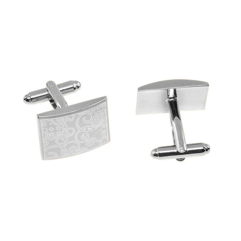 [Australia] - JewelsiQ Mens Cufflinks 14k Gold Plated Rectangle Shaped Laser Engraved Elegant Design Platinum Gold platinum-plated-brass 