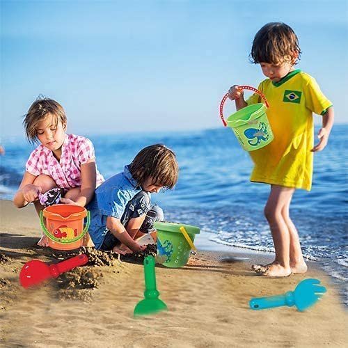 [Australia] - Hymaz Beach Toys, Large Beach Sand Buckets & Spade Set Toys for Toddlers Childrens Gifts Suitable for Summer Beach Garden Pool Outdoor Games & Party Favors 2 Pack Beach Buckets & Spades 