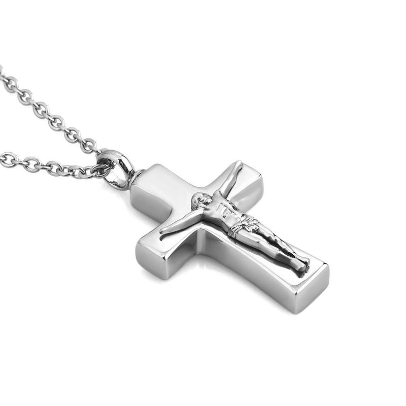 [Australia] - LuckyJewelry Urn Cremation Jewelry Christian Faith Jesus Cross Ashes Pendant Necklace for Memorial 