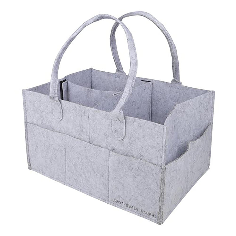 [Australia] - Avos-Deals-Global Grey Felt Baby Diaper Nappy Caddy Organizer, Newborn Grey Changing Bag Organiser for diapers and Wipes, Large Kids Storage Changing Bag (Light Grey) 